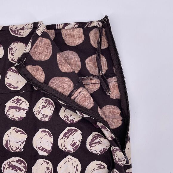 Brown A Line Skirt Nougat Sz 14 Short Geometric Circle Pattern Lightweight - Picture 5 of 8